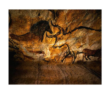 Replica of Lascaux Cave Painting of a Bull and Horse